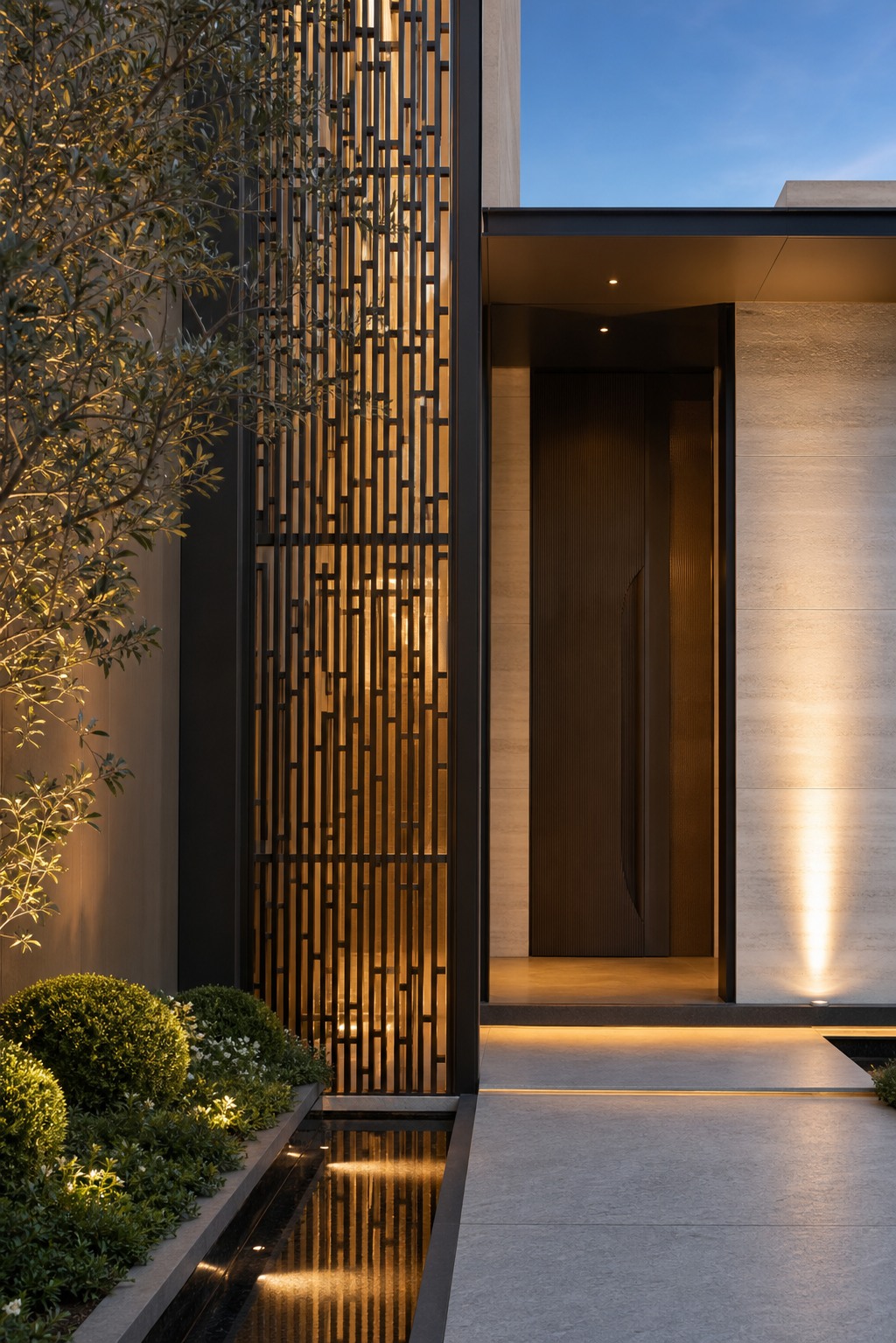 Premium illuminated metal screen entrance