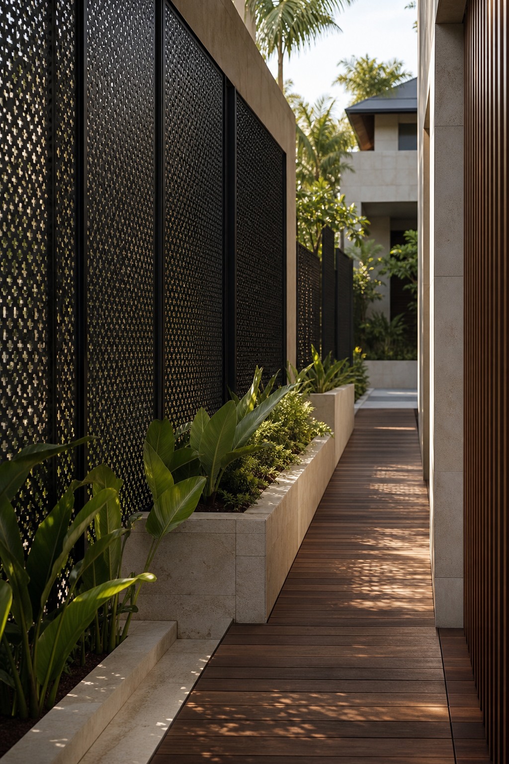 Premium perforated metal privacy screen walkway