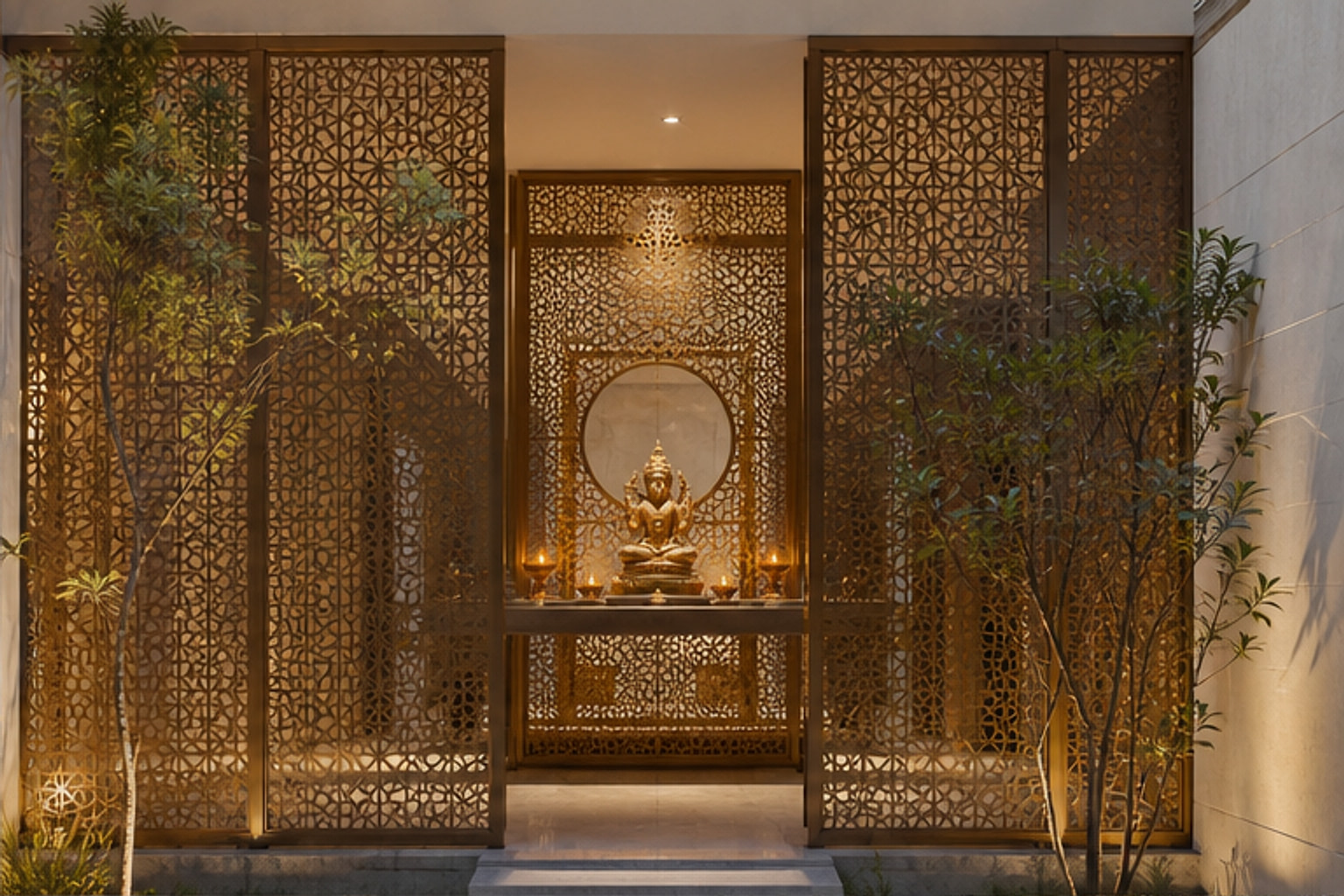 Intricate Pooja Room Screen