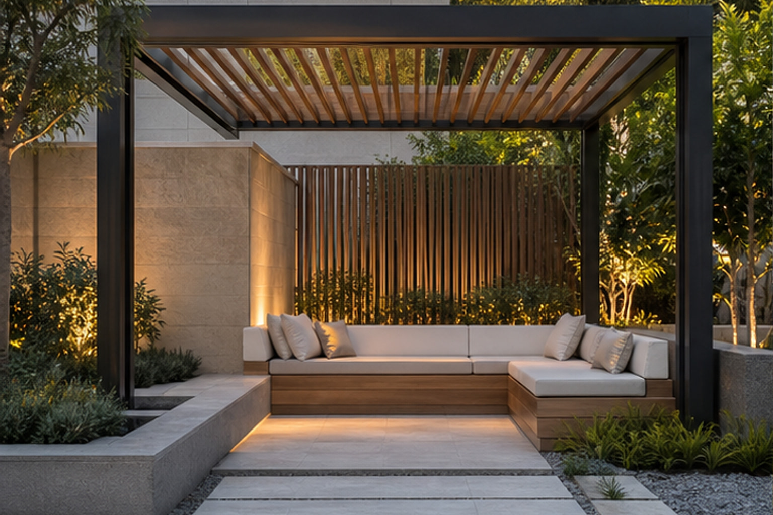 Modern Courtyard Seat Pergola