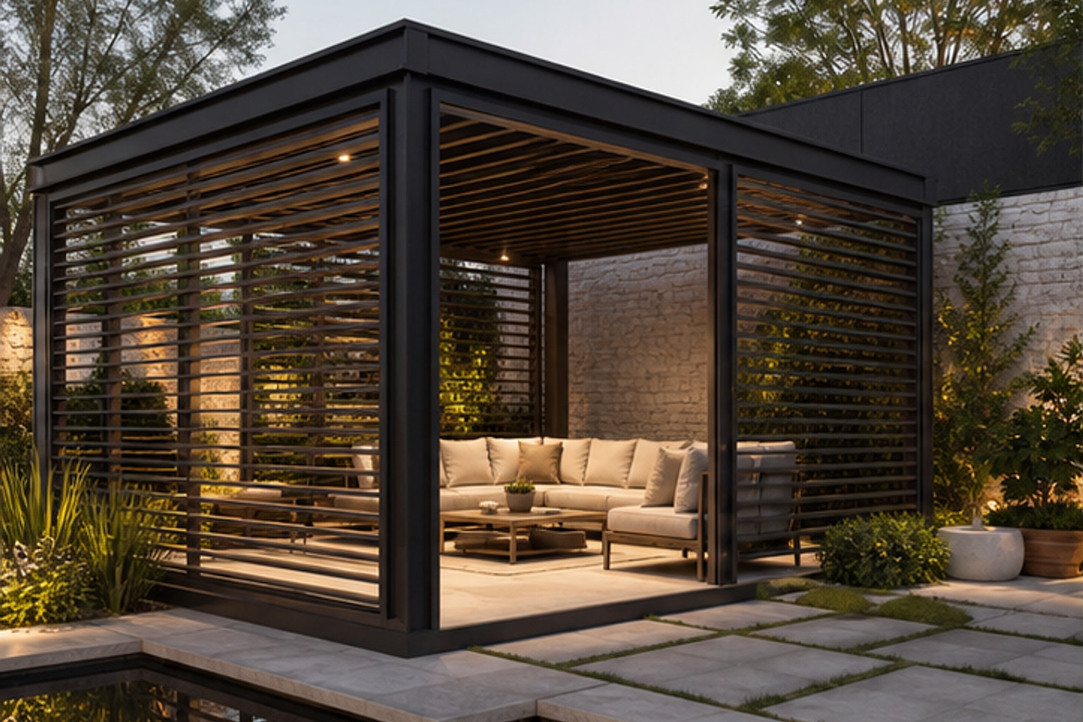 Subtle Garden Louver Pavilion