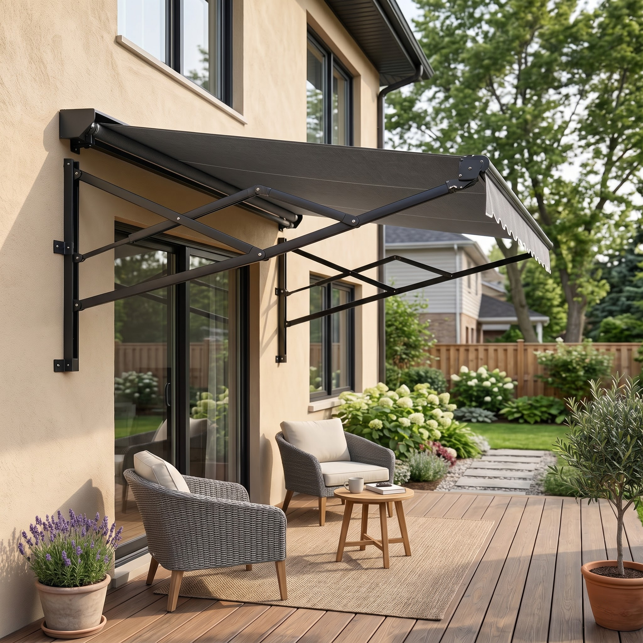 Modern Retractable Patio Awning for Outdoor Shade