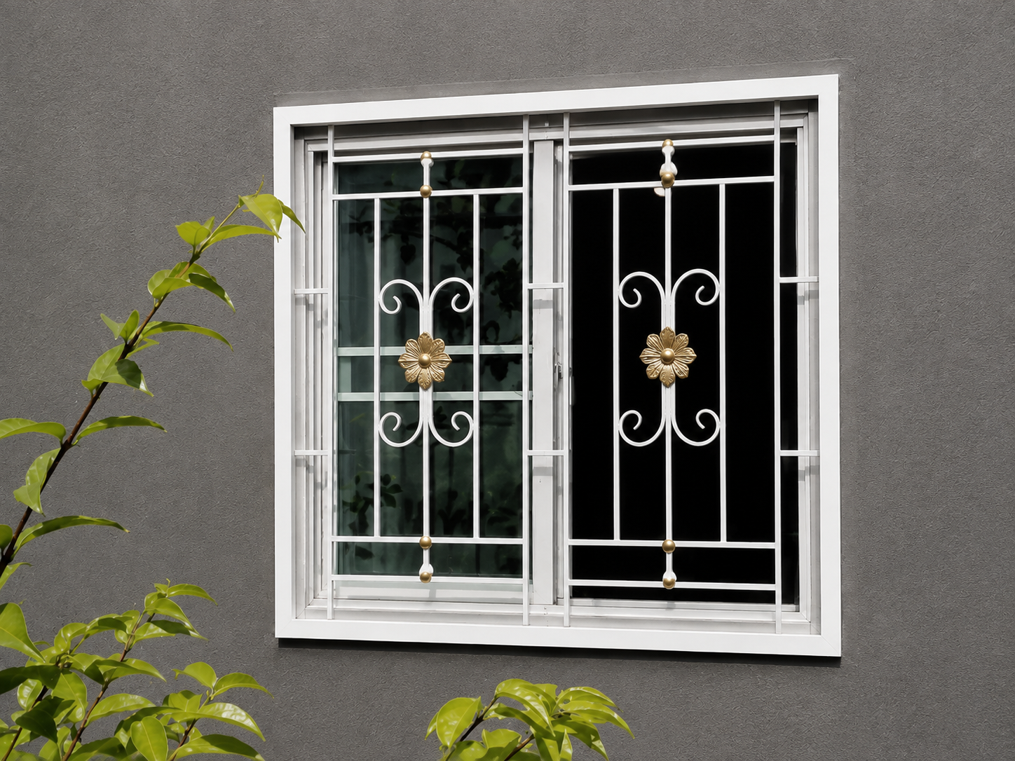 Elegant Floral Security Window Grill Design