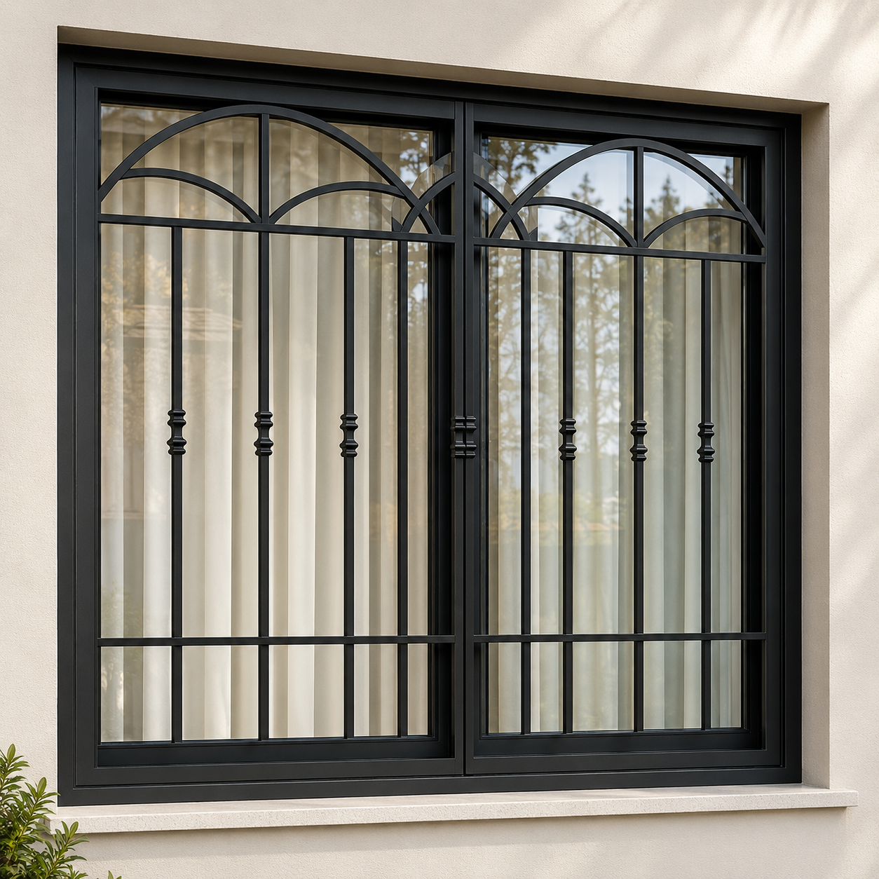 Modern Black Arch Window Grill Design