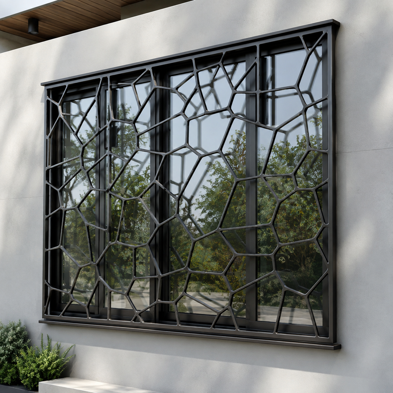 Modern Geometric Window Grill Design