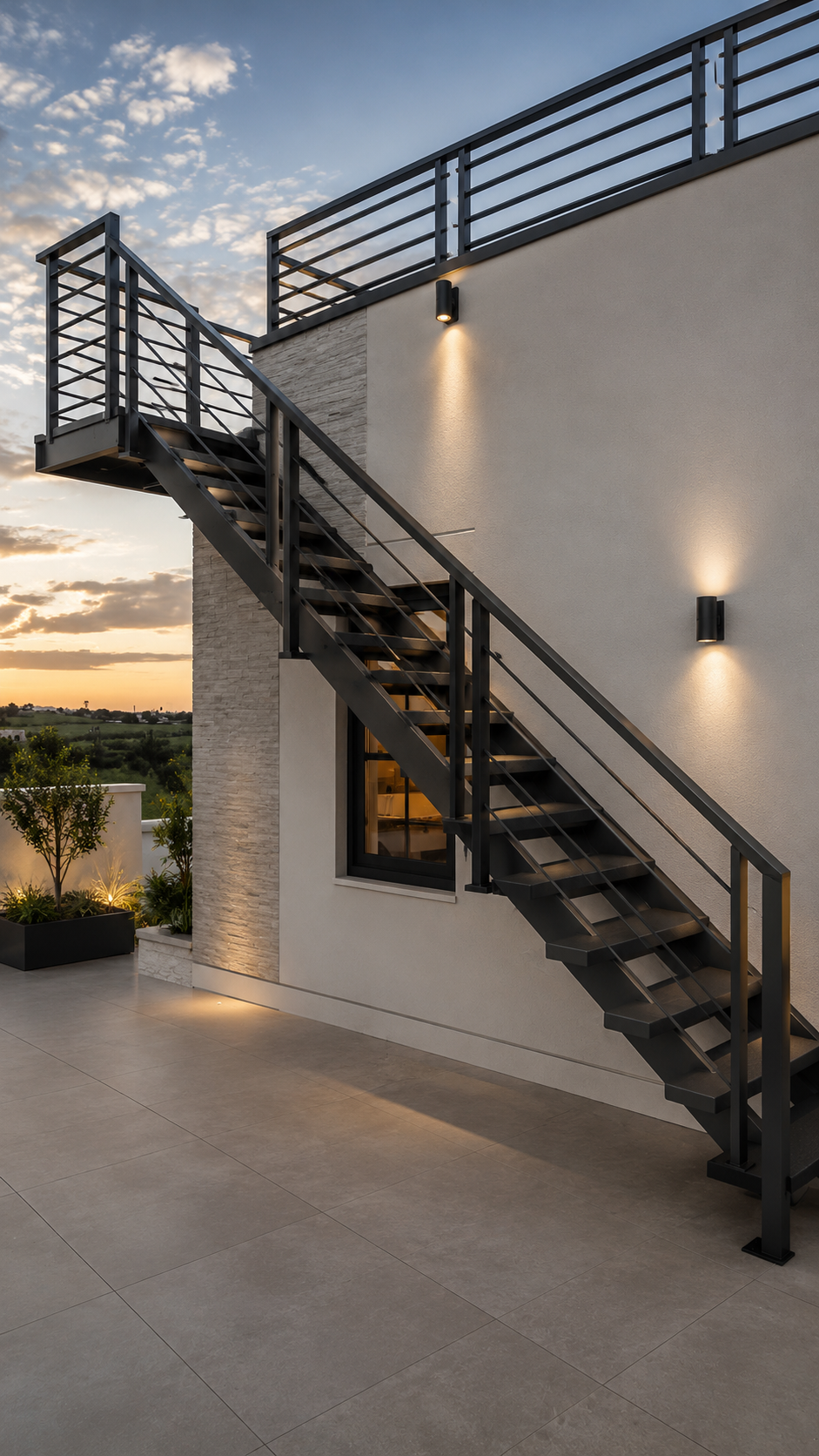 Premium Modern Steel Rooftop Staircase Design