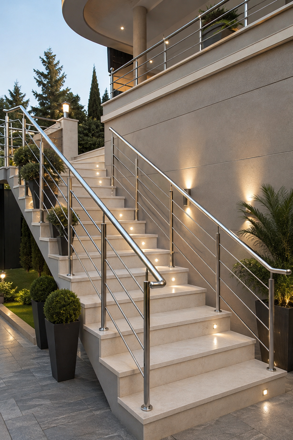 Luxury Stainless Steel Staircase Railing Design