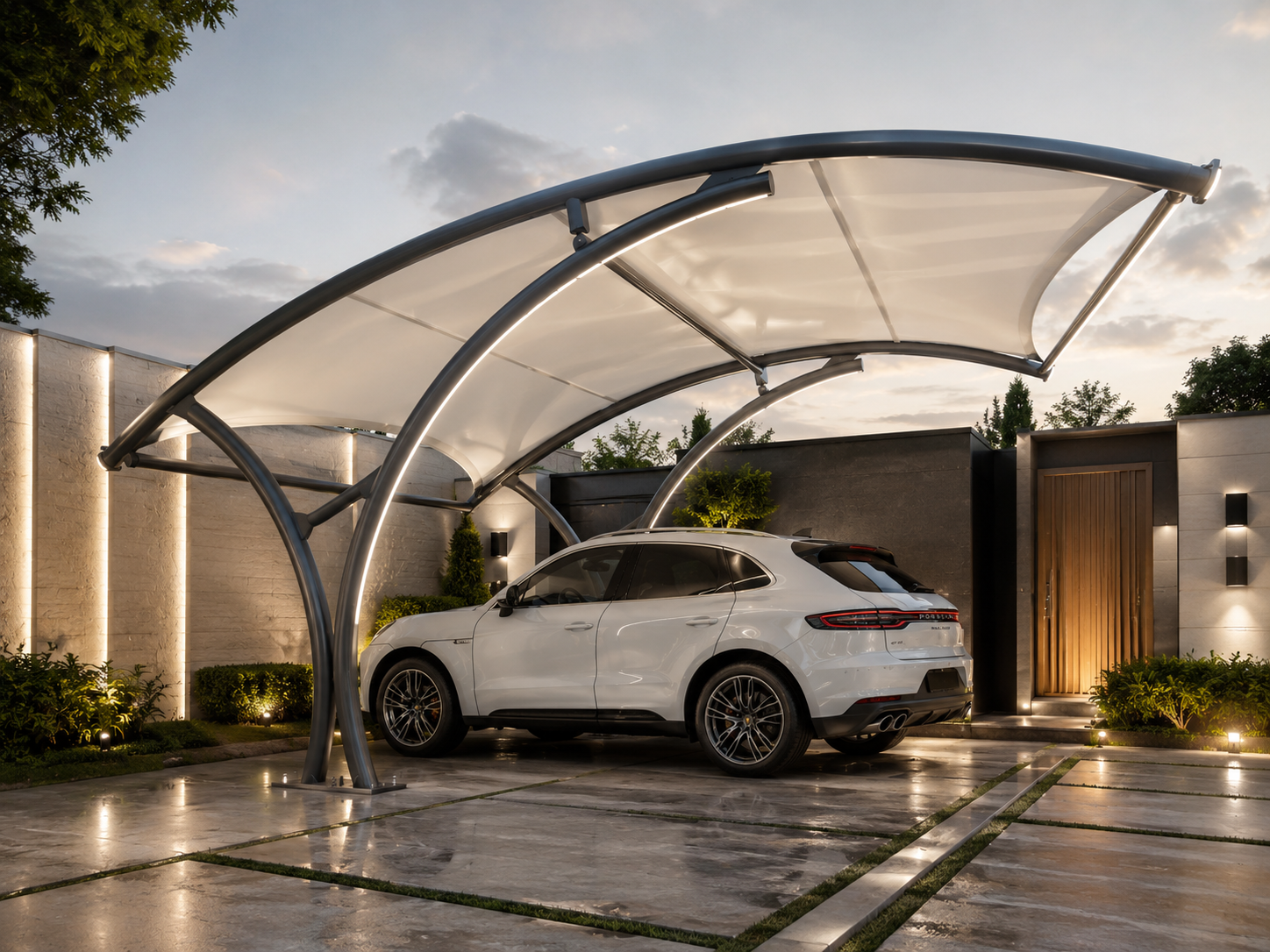 Luxury Curved Steel Carport Canopy Design