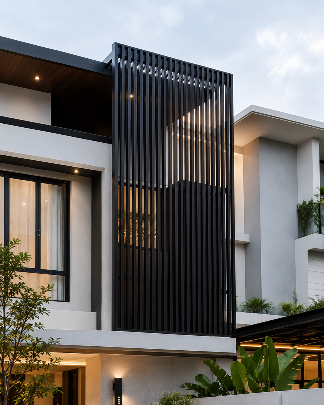 Premium Vertical Steel Louver Façade Design