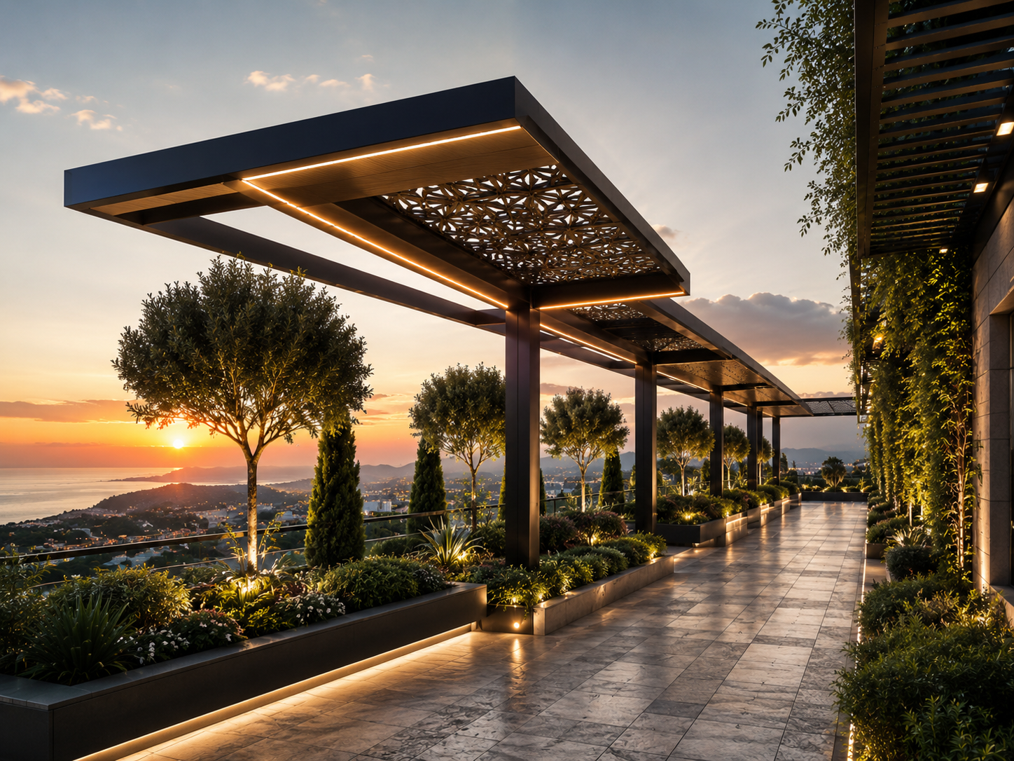 Luxury Decorative Steel Pergola Walkway Design