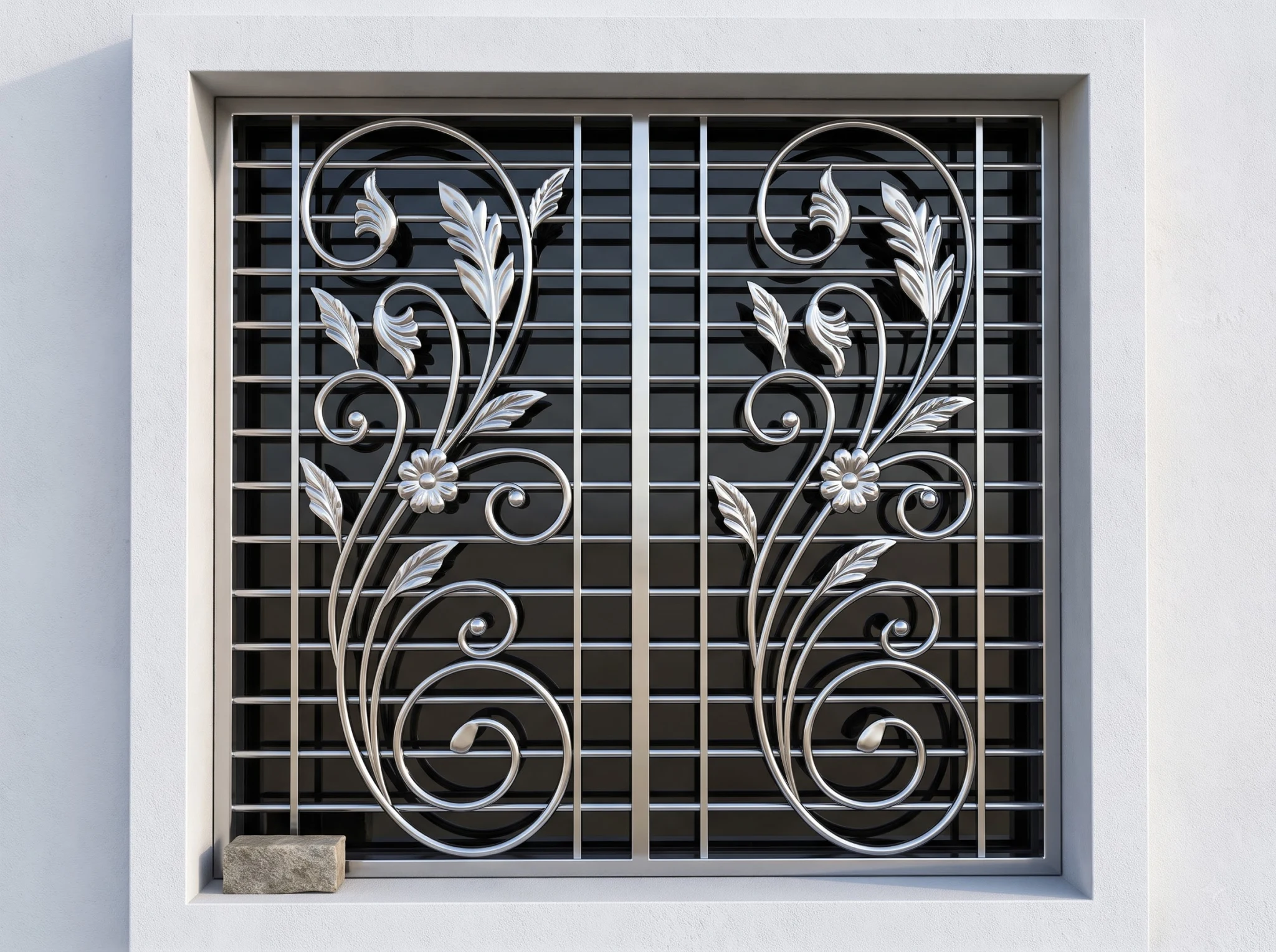Elegant Floral Stainless Steel Window Grill Design