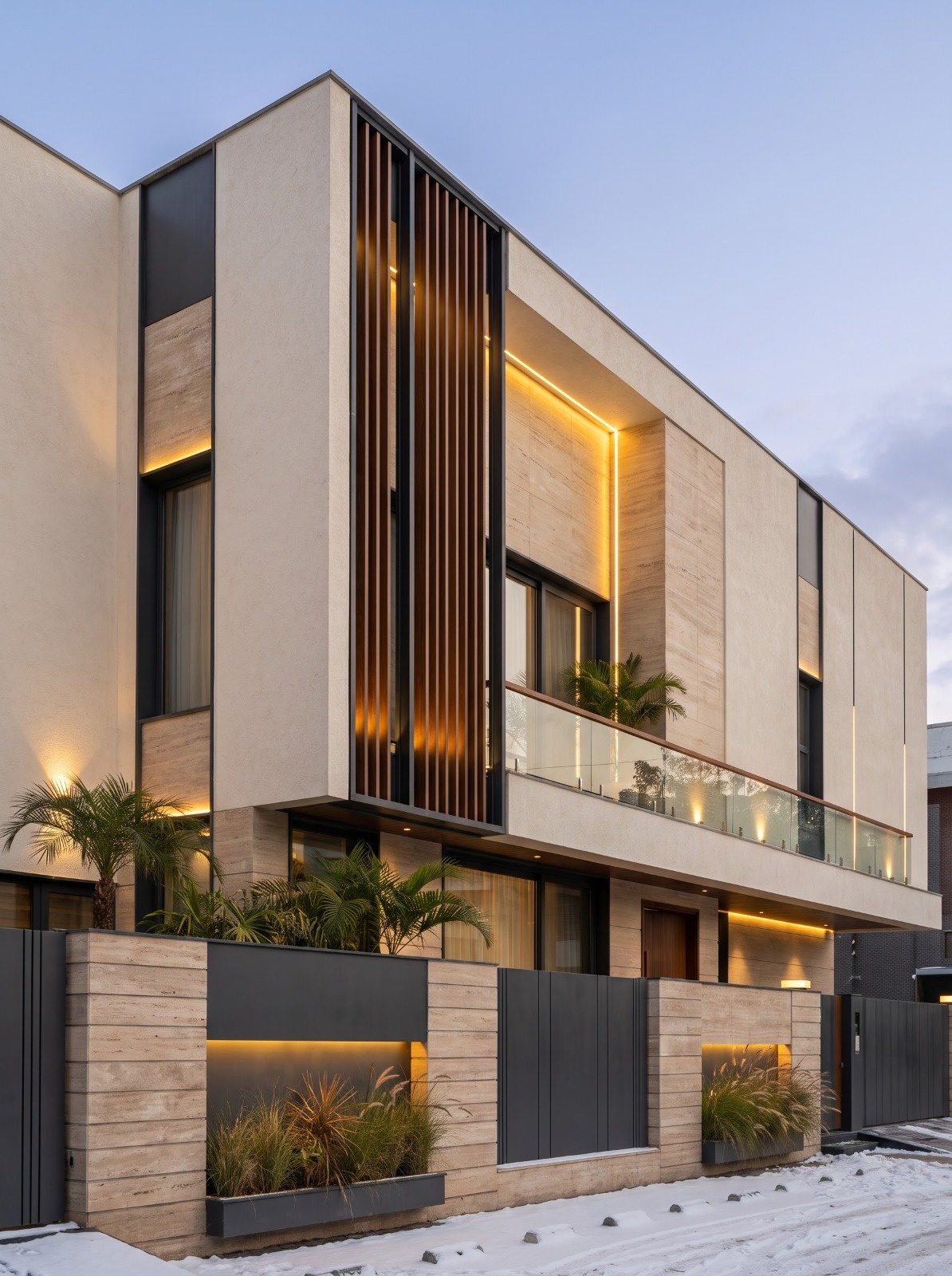 Minimal Modern Louver Facade for Indian Homes
