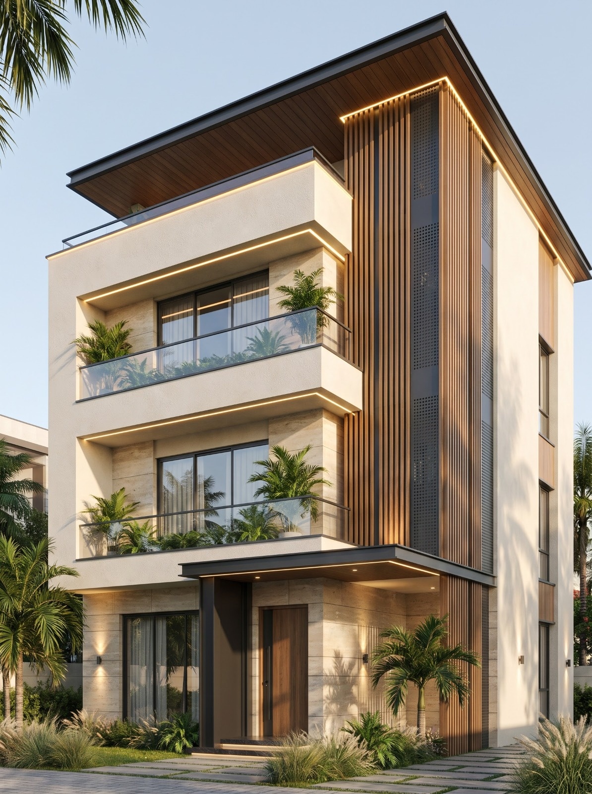 Modern Vertical Louver House Facade Design