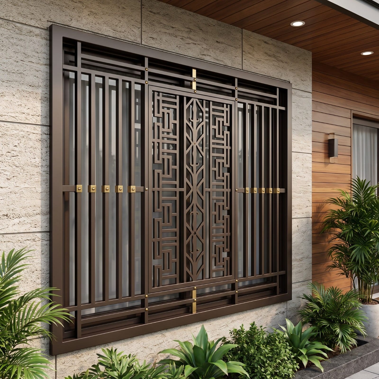 Premium Vertical Maze-Pattern Window Grill